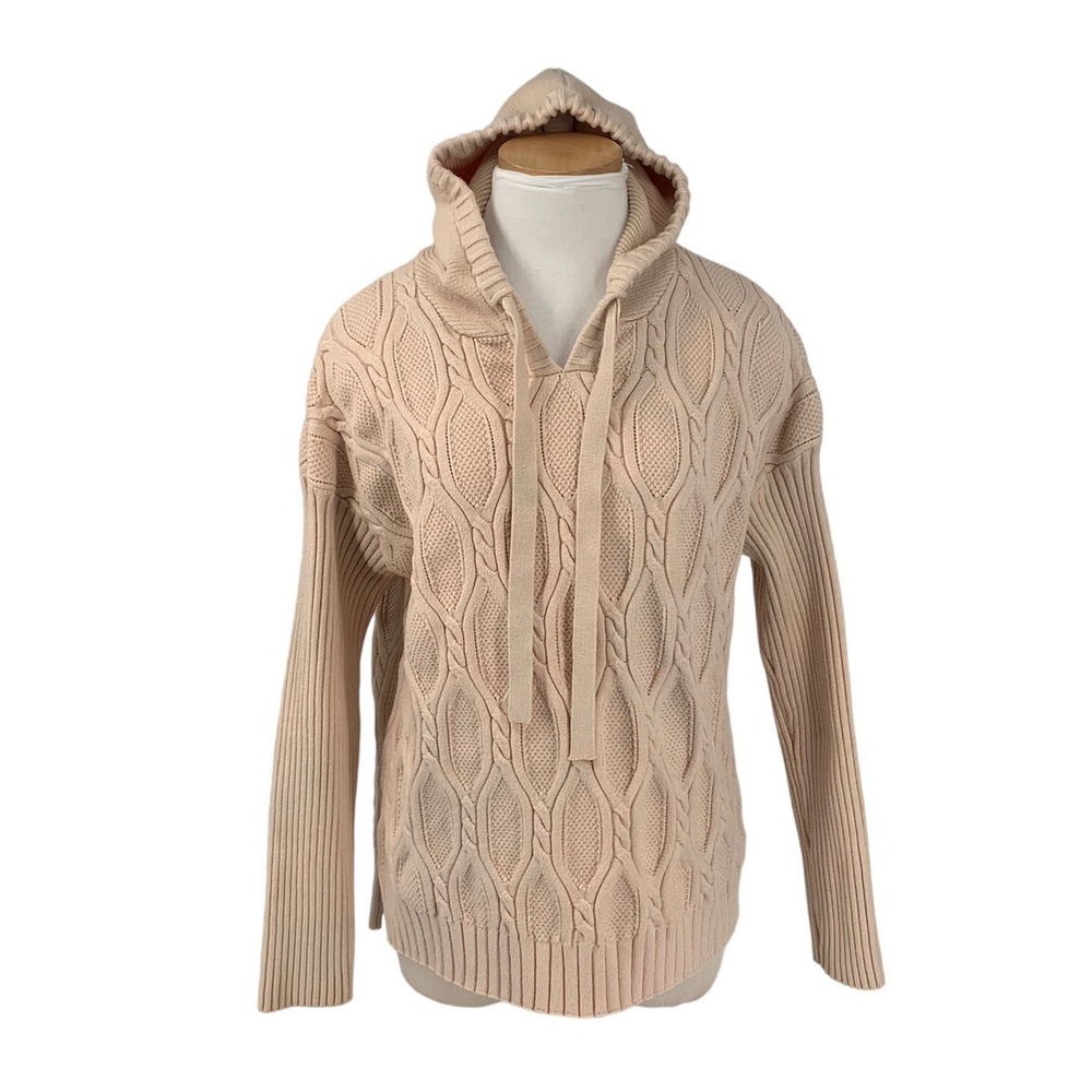 Fate Cable Knit Hoodie Beige XL Stretch Cozycore Lounge